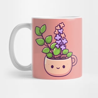 Cute Purple Flower in a Pot | Kawaii Cute Plant Illustration | Cute Kawaii Houseplant Mug